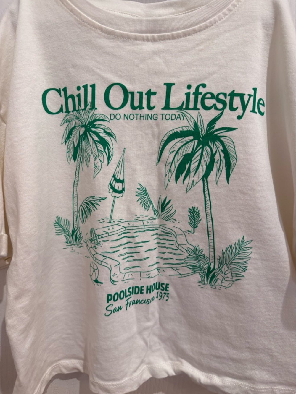 Chill Out Lifestyle White Tee with Green Graphic - Kids - Picture 3 of 4